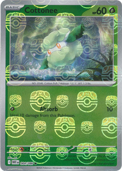 Cottonee (Master Ball Pattern) (4) Reverse Holofoil - White Flare