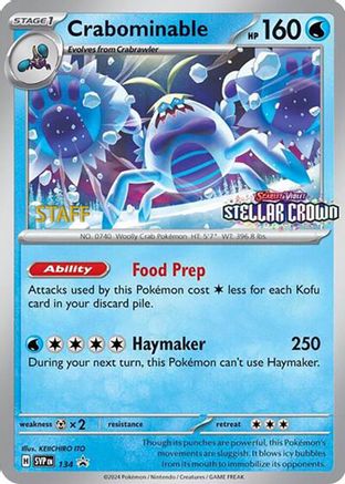 Crabominable (Prerelease) [Staff] (134) Reverse Holofoil - Black Star Promos