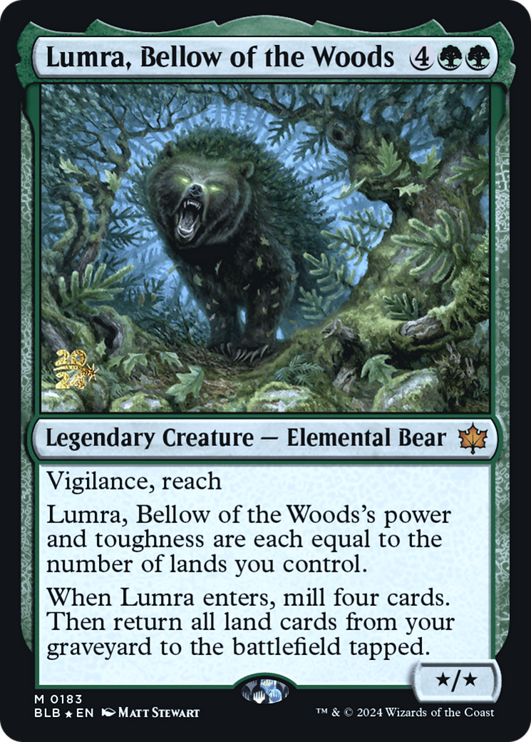 Lumra, Bellow of the Woods [Bloomburrow Prerelease Promos] | Silver Goblin