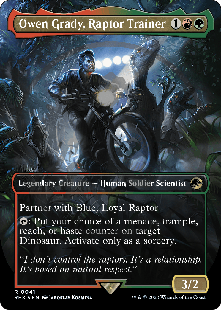Owen Grady, Raptor Trainer (Borderless) (041) Embossed Foil - Jurassic World Collection