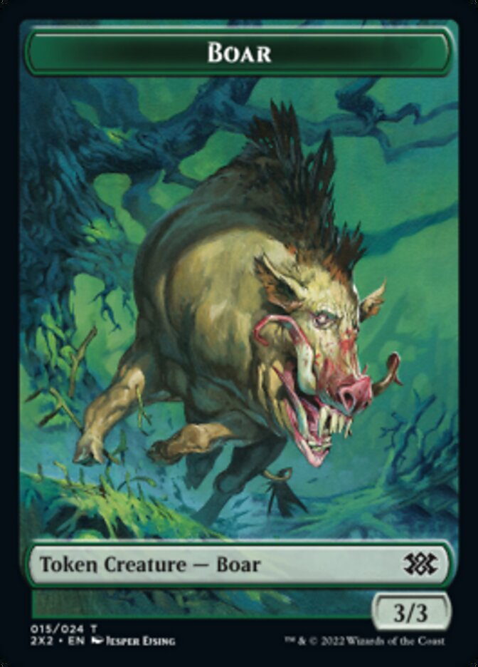 Boar // Knight Double-Sided Token [Double Masters 2022 Tokens] | Silver Goblin