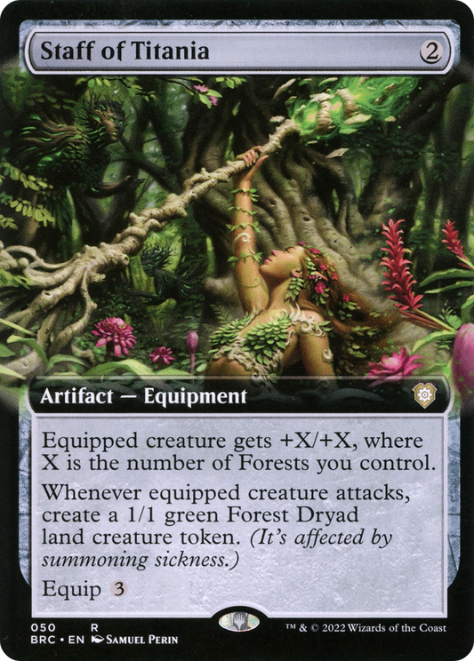 Staff of Titania (Extended Art) [The Brothers' War Commander] Foil