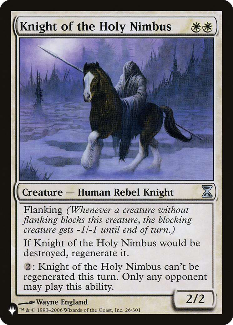 Knight of the Holy Nimbus (TSP-26) - The List