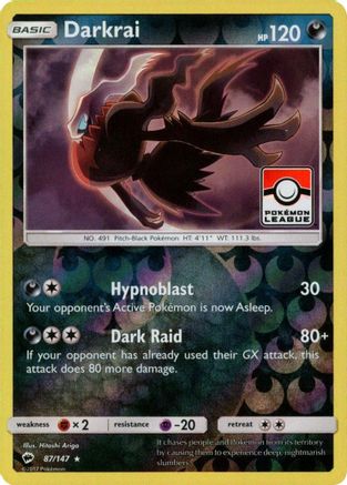 Darkrai (Pokemon League) (87) Reverse Holofoil - Burning Shadows