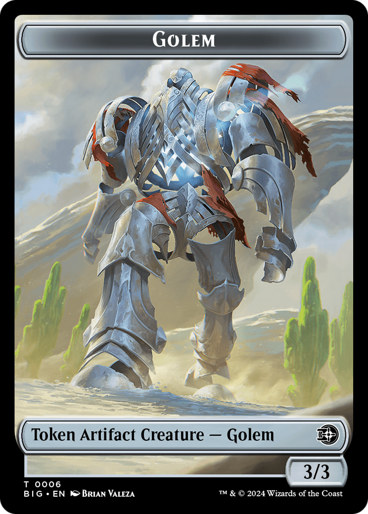 Mercenary // Golem Double-Sided Token [Outlaws of Thunder Junction Tokens] | Silver Goblin