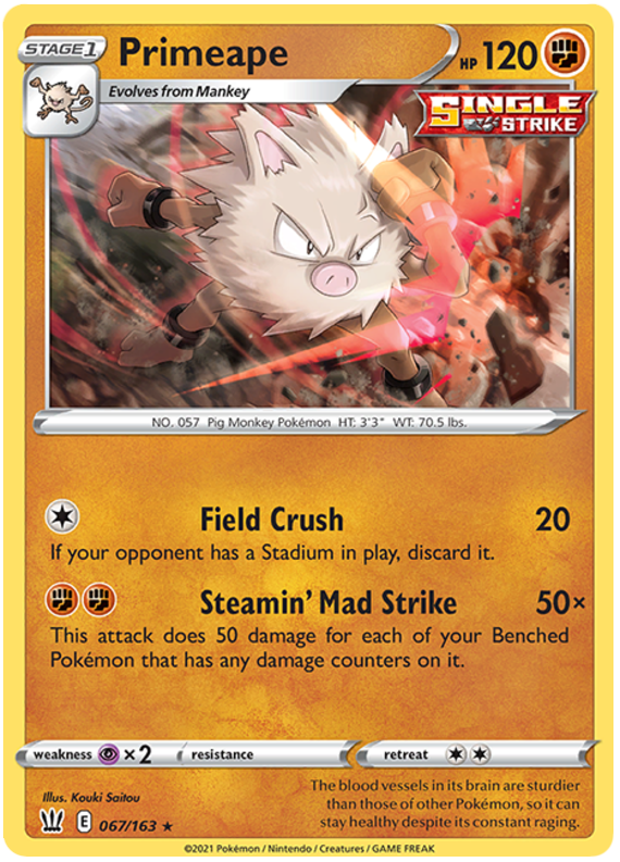 Primeape (067/163) [Sword & Shield: Battle Styles] | Silver Goblin