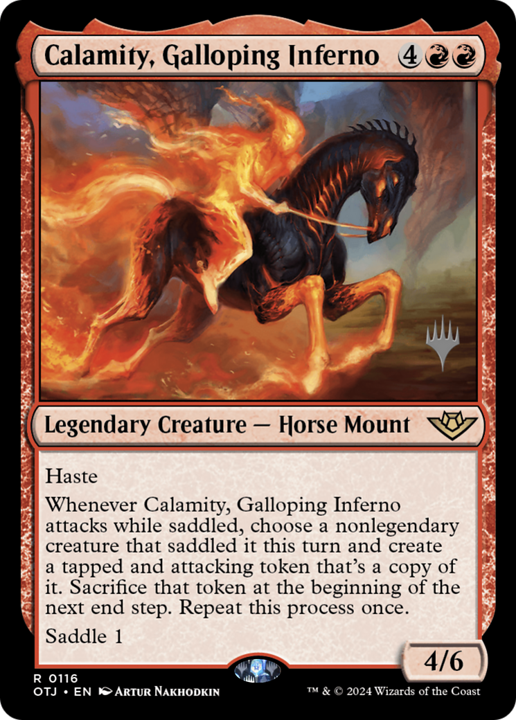 Calamity, Galloping Inferno (Promo Pack) [Outlaws of Thunder Junction Promos] | Silver Goblin