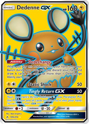 Dedenne GX (Full Art) (195) Holofoil - Unbroken Bonds