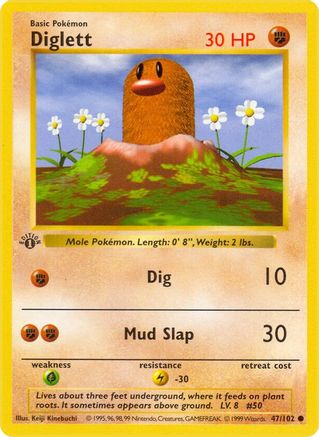 Diglett (47) (Unlimited) - Base Set (Shadowless)