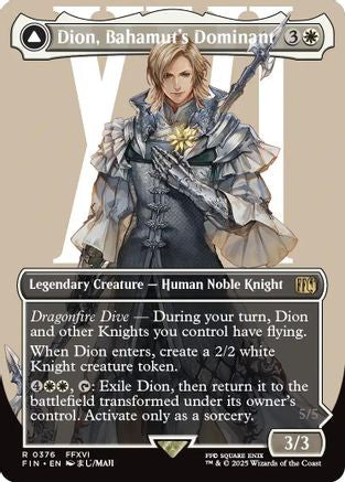 Dion, Bahamut's Dominant // Bahamut, Warden of Light (Borderless) (376) - FINAL FANTASY