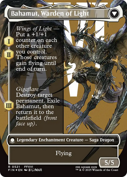 Dion, Bahamut's Dominant // Bahamut, Warden of Light (Borderless) (521) Surge Foil - FINAL FANTASY