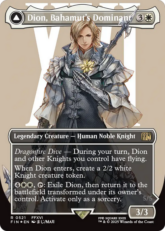 Dion, Bahamut's Dominant // Bahamut, Warden of Light (Borderless) (521) Surge Foil - FINAL FANTASY