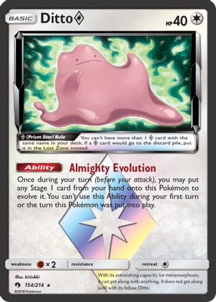 Ditto Prism Star (154) Holofoil - Lost Thunder