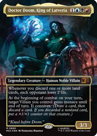 Doctor Doom, King of Latveria (Borderless) (880) Surge Foil - Commander: Marvel Super Heroes