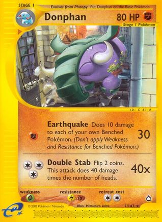 Donphan (7) Reverse Holofoil - Aquapolis