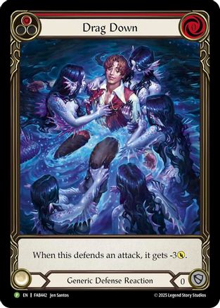 Drag Down (Red) (Extended Art) (PEN331) Rainbow Foil - Flesh and Blood: Promo Cards