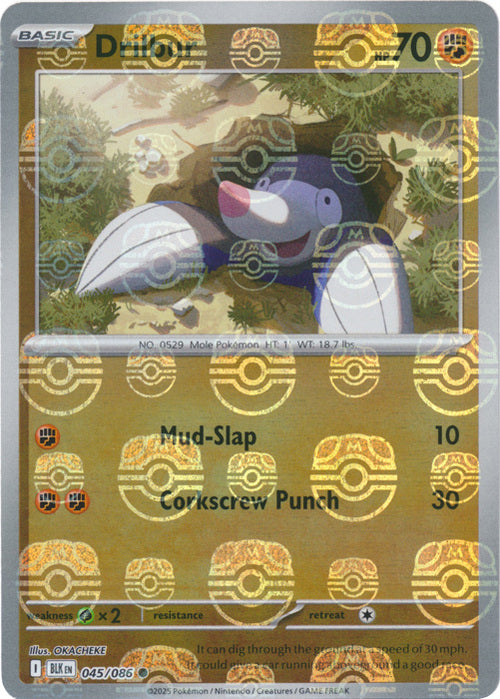 Drilbur (Master Ball Pattern) (45) Reverse Holofoil - Black Bolt