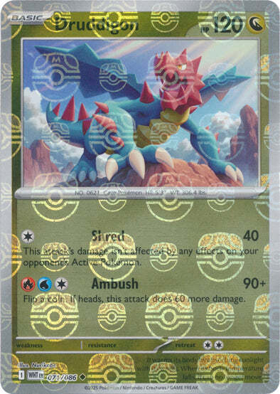 Druddigon (Master Ball Pattern) (71) Reverse Holofoil - White Flare
