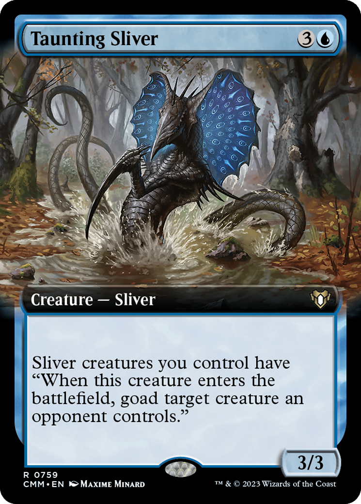 Taunting Sliver (Extended Art) [Commander Masters] | Silver Goblin