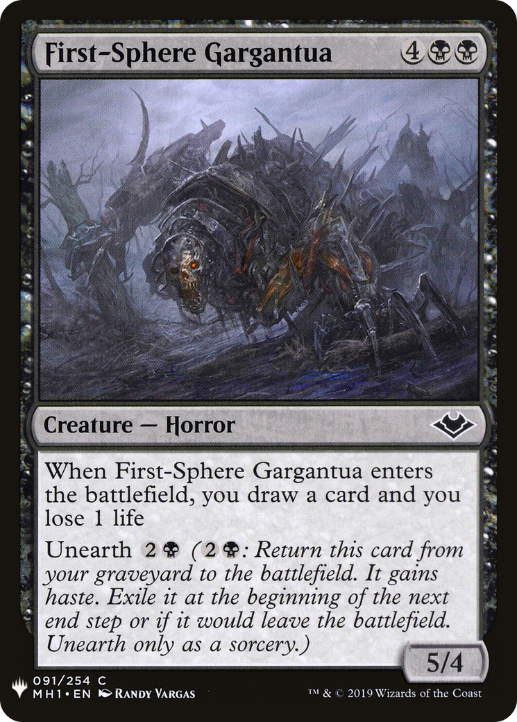 First-Sphere Gargantua (MH1-91) - The List