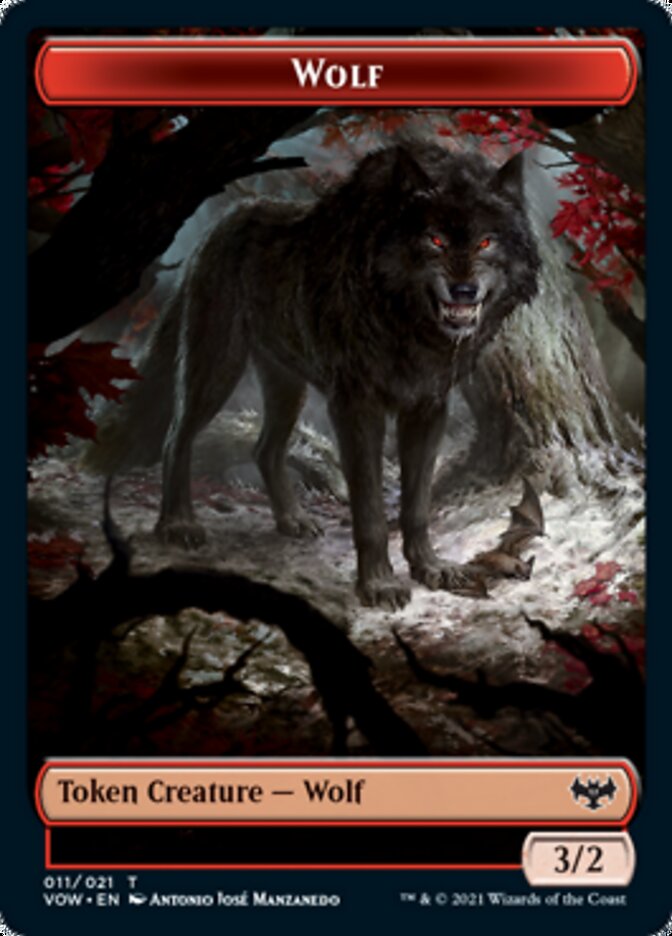 Wolf (011) // Spirit (002) Double-Sided Token [Innistrad: Crimson Vow Tokens] | Silver Goblin