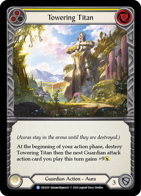 Towering Titan (Yellow) [CRU030] (Crucible of War)  1st Edition Rainbow Foil | Silver Goblin