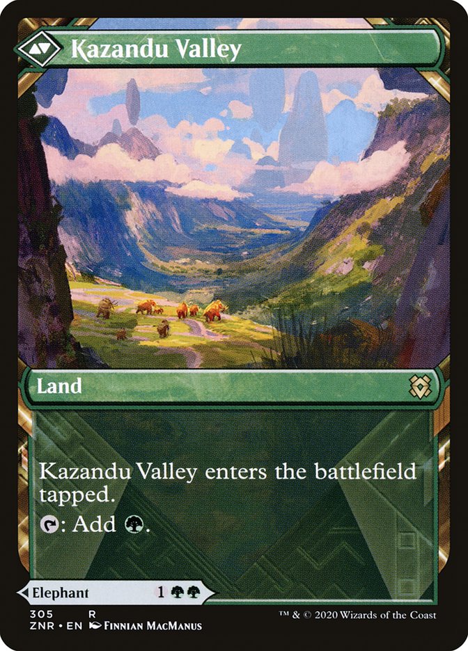 Kazandu Mammoth // Kazandu Valley (Showcase) [Zendikar Rising] | Silver Goblin