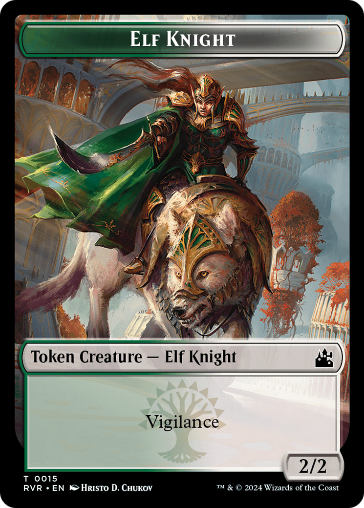 Elf Knight // Angel (0003) Double-Sided Token [Ravnica Remastered Tokens] | Silver Goblin