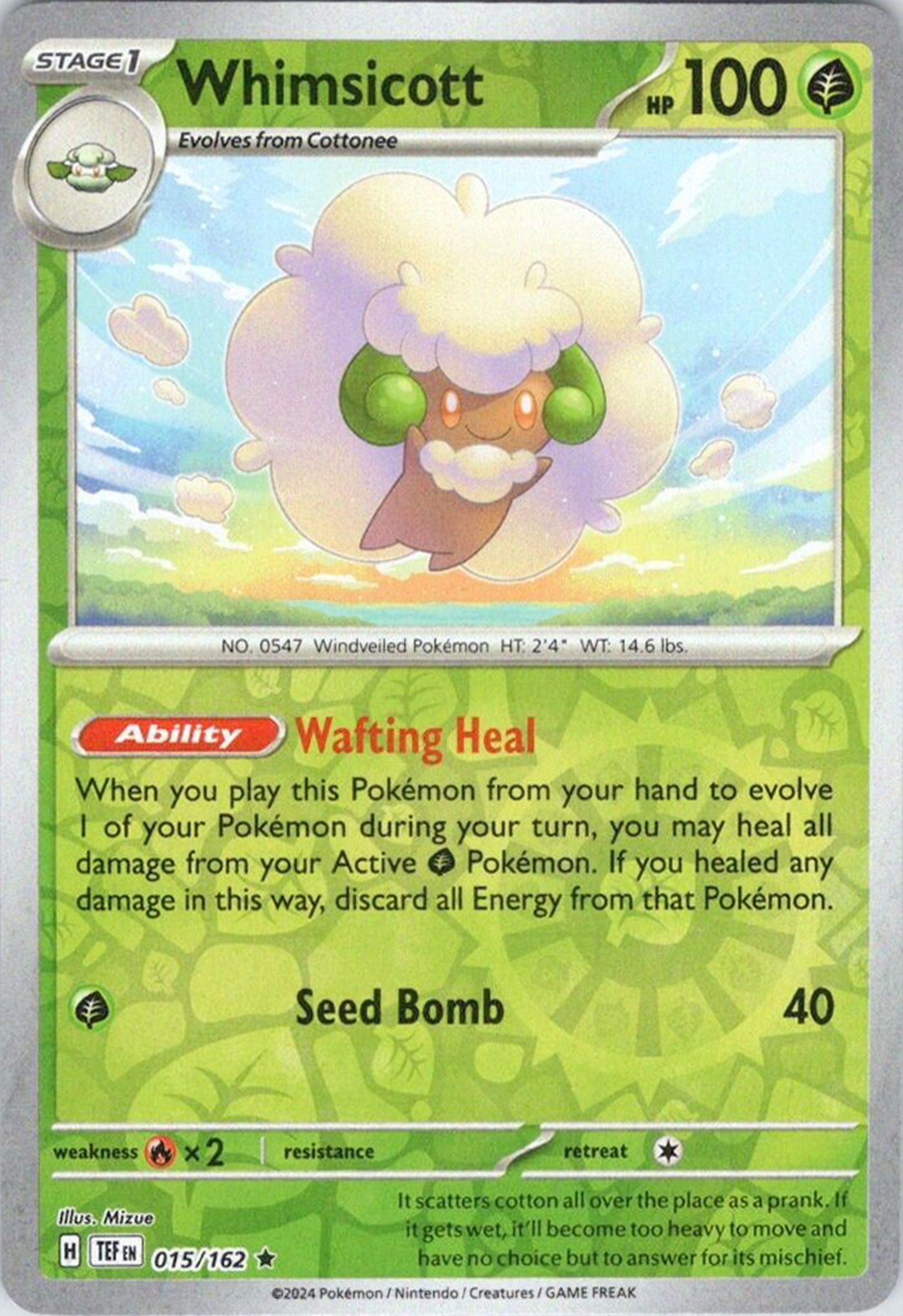 Whimsicott (015/162) [Scarlet & Violet: Temporal Forces] | Silver Goblin