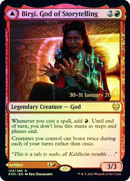 Birgi, God of Storytelling // Harnfel, Horn of Bounty (123s) Foil - Kaldheim Promos