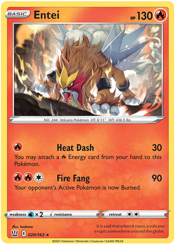 Entei (020/163) [Sword & Shield: Battle Styles] | Silver Goblin