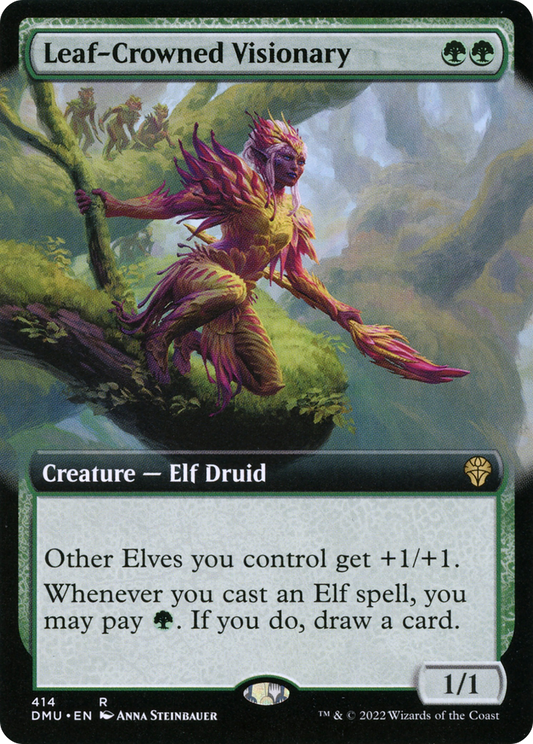 Leaf-Crowned Visionary (Extended Art) [Dominaria United] Foil