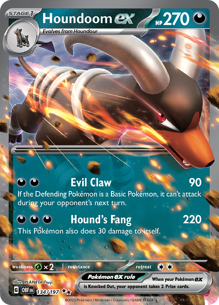 Houndoom ex (134/197) [Scarlet & Violet: Obsidian Flames] | Silver Goblin