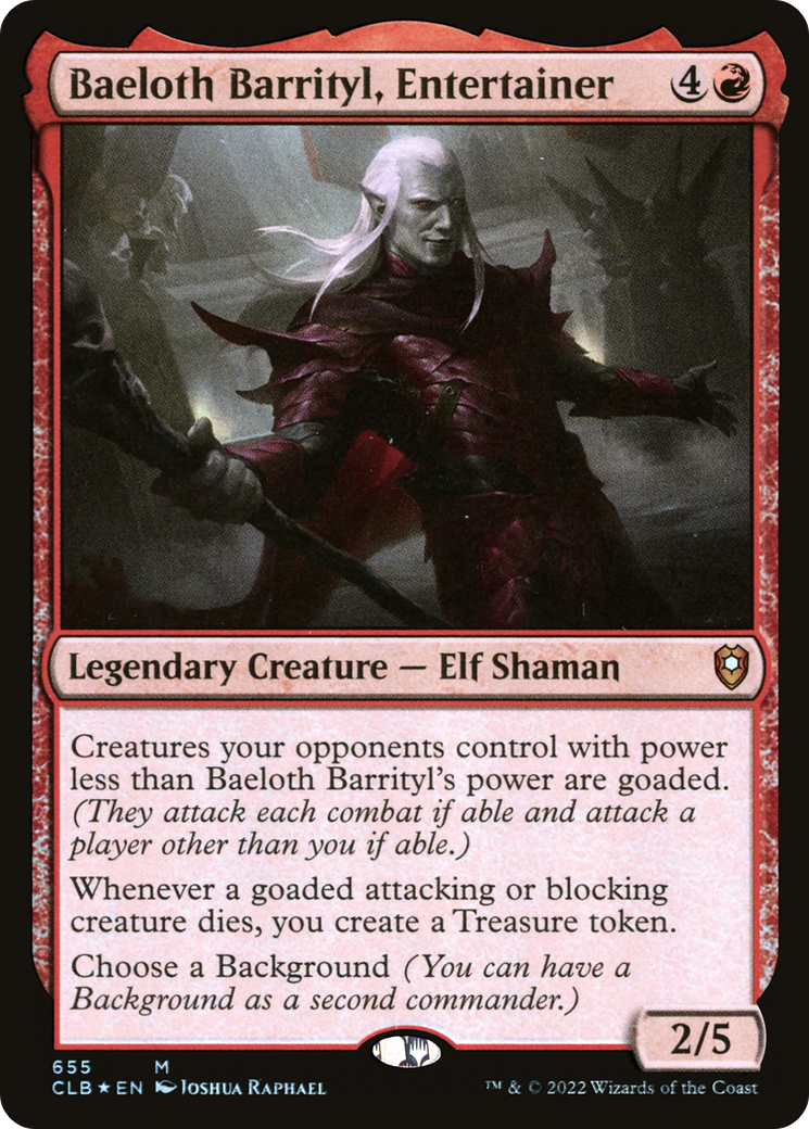 Baeloth Barrityl, Entertainer [Commander Legends: Battle for Baldur's Gate] | Silver Goblin