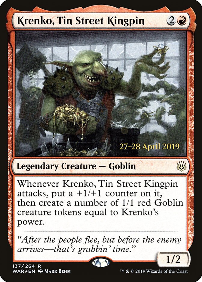 Krenko, Tin Street Kingpin [War of the Spark Prerelease Promos] | Silver Goblin