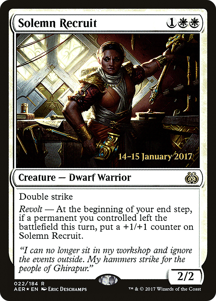 Solemn Recruit [Aether Revolt Prerelease Promos] | Silver Goblin