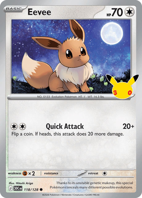 Eevee (118) Holofoil - 30th Celebration