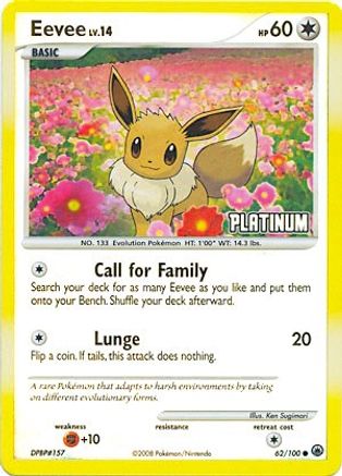 Eevee (Platinum) (62) Reverse Holofoil - Burger King Promos
