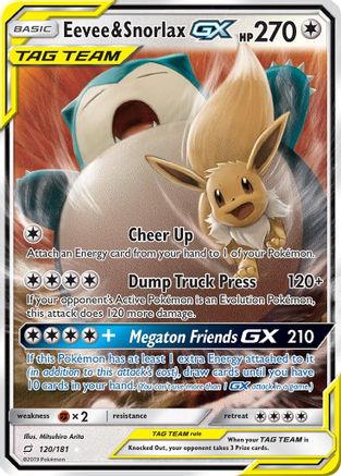 Eevee & Snorlax GX (120) Holofoil - Team Up