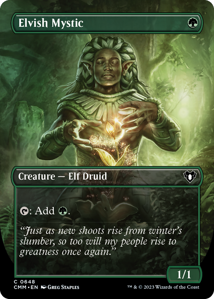 Elvish Mystic (Borderless) (648) - Commander Masters
