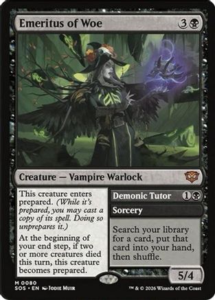 Emeritus of Woe // Demonic Tutor (080) Foil - Secrets of Strixhaven