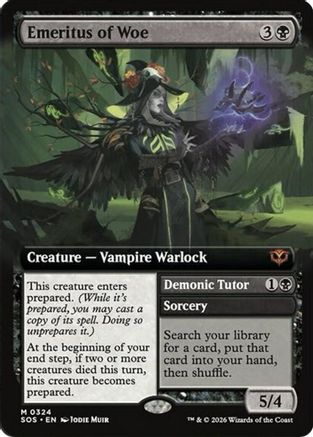 Emeritus of Woe // Demonic Tutor (Extended Art) (324) - Secrets of Strixhaven