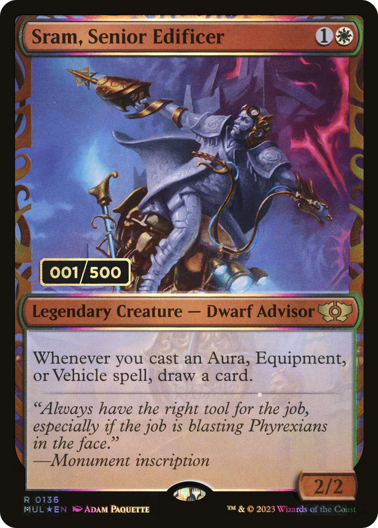 Sram, Senior Edificer (Serial Numbered) (Showcase) (136) Foil - Multiverse Legends