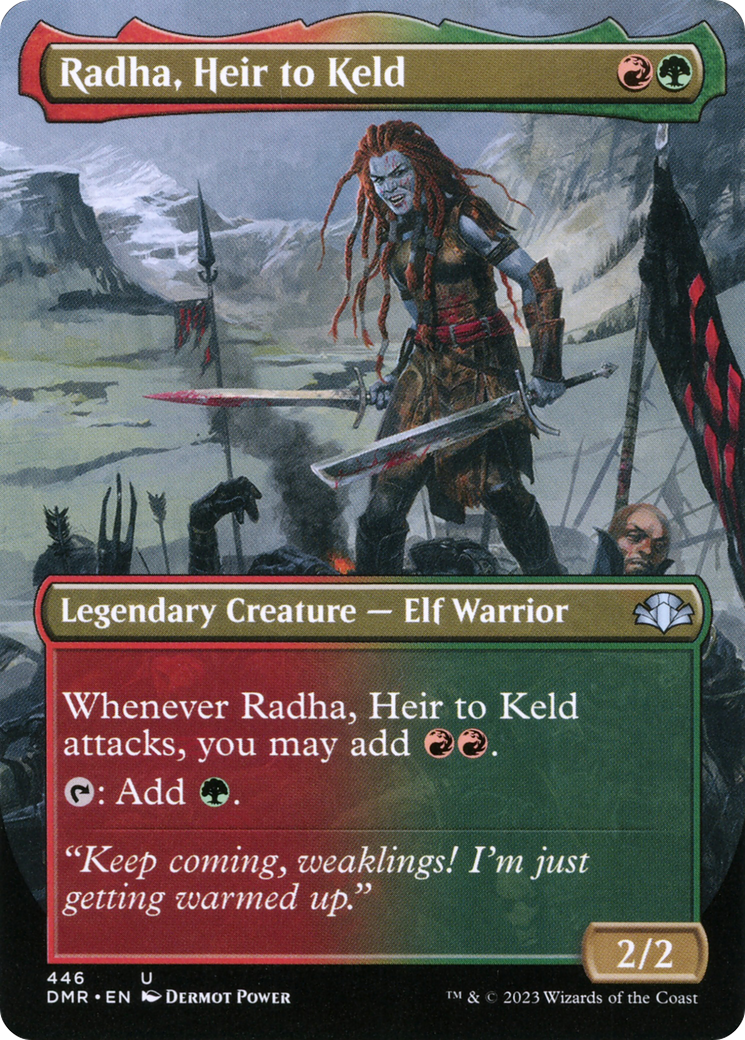 Radha, Heir to Keld (Borderless Alternate Art) [Dominaria Remastered] | Silver Goblin