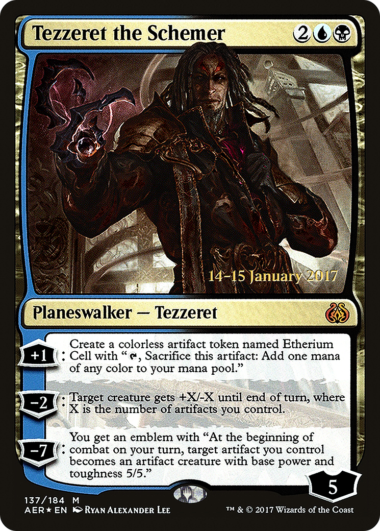 Tezzeret the Schemer [Aether Revolt Prerelease Promos] | Silver Goblin