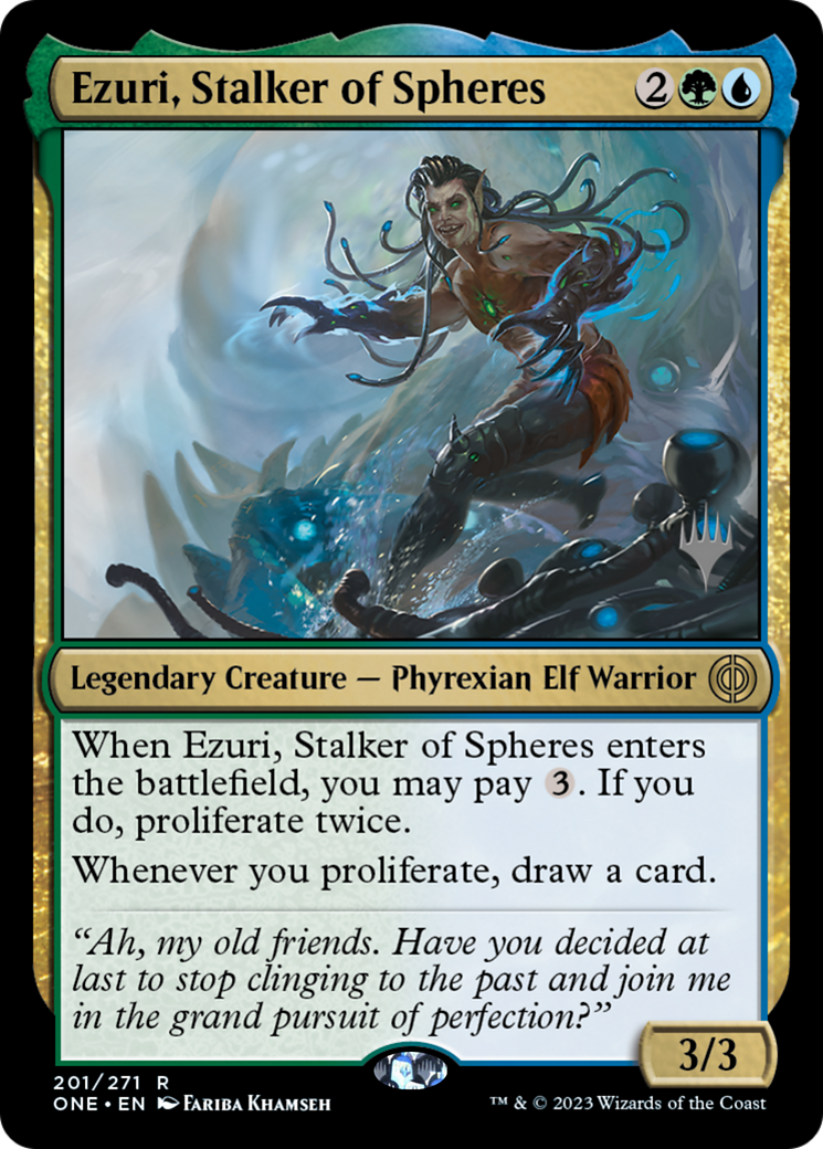 Ezuri, Stalker of Spheres (Promo Pack) [Phyrexia: All Will Be One Promos]