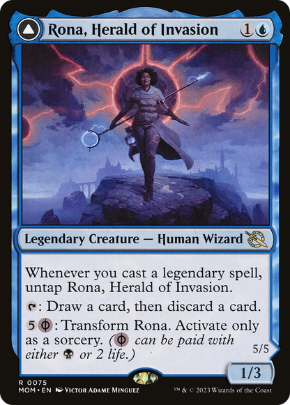 Rona, Herald of Invasion // Rona, Tolarian Obliterator (075) - March of the Machine
