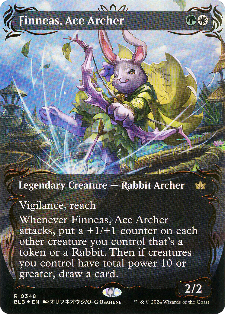 Finneas, Ace Archer (Borderless) (Raised Foil) [Bloomburrow] | Silver Goblin