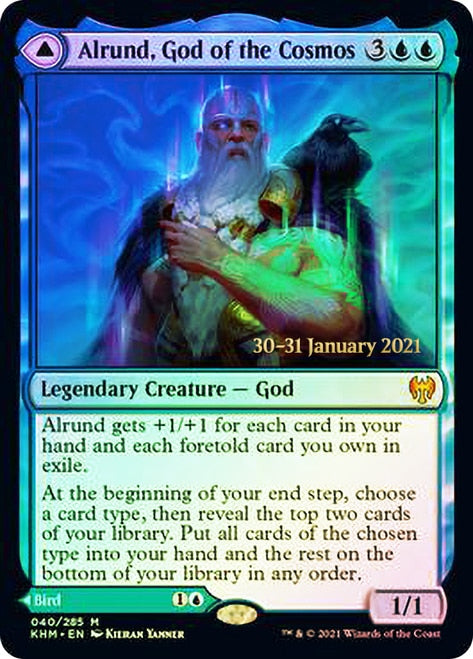 Alrund, God of the Cosmos // Hakka, Whispering Raven (40s) Foil - Kaldheim Promos