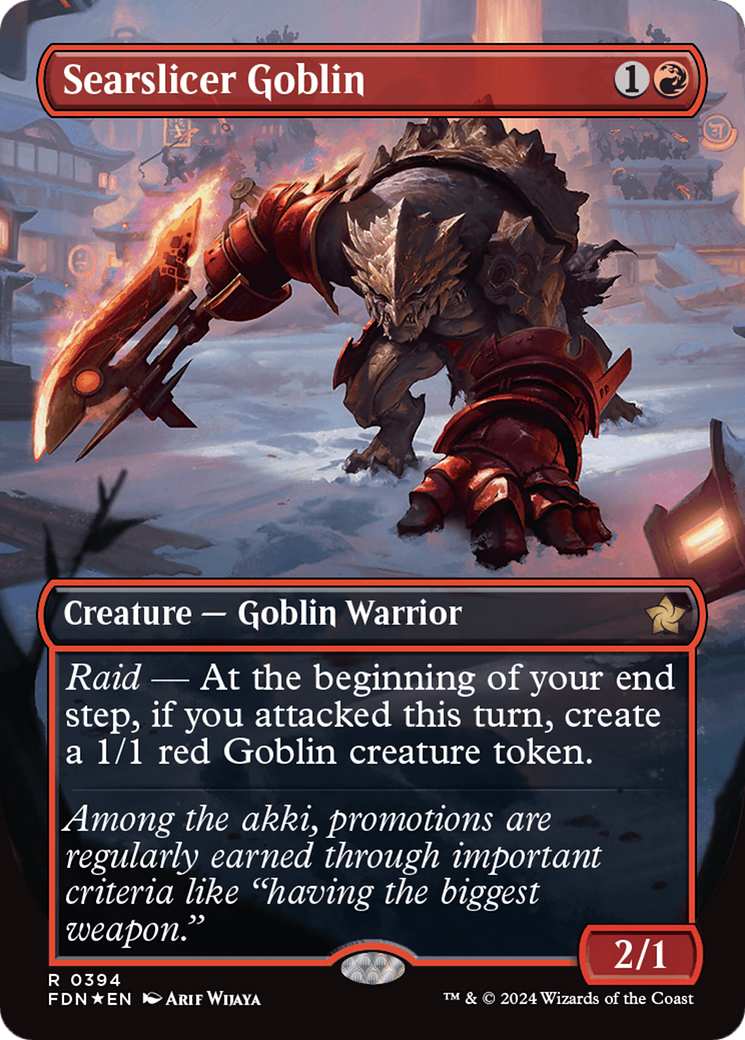 Searslicer Goblin (Borderless) (Mana Foil) [Foundations] | Silver Goblin